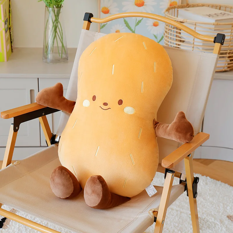 New Cartoon Peanut Plush Big Pillow Simulation Food Plushie Peanut Bread Doll Party Prop Decor Sleeping Companion Birthday Gift