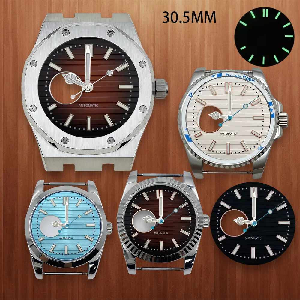 30.5mm S Dial NH38 Hollow Out Dial  Fit NH38 Japanese Movement Green Luminous Stripe High-Quality 30.5MM Dial Watch Watch case