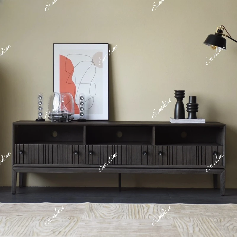 Imported retro solid wood TV cabinet small apartment living room floor coffee table