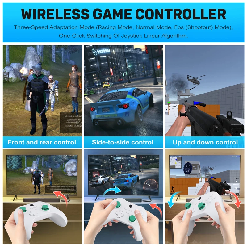 B37B-Z03 Wireless Gamepad Hall Crank Double Cut Trigger Keys Somatic For SWITCH Android IOS PC 400Mah Portable Gamepad