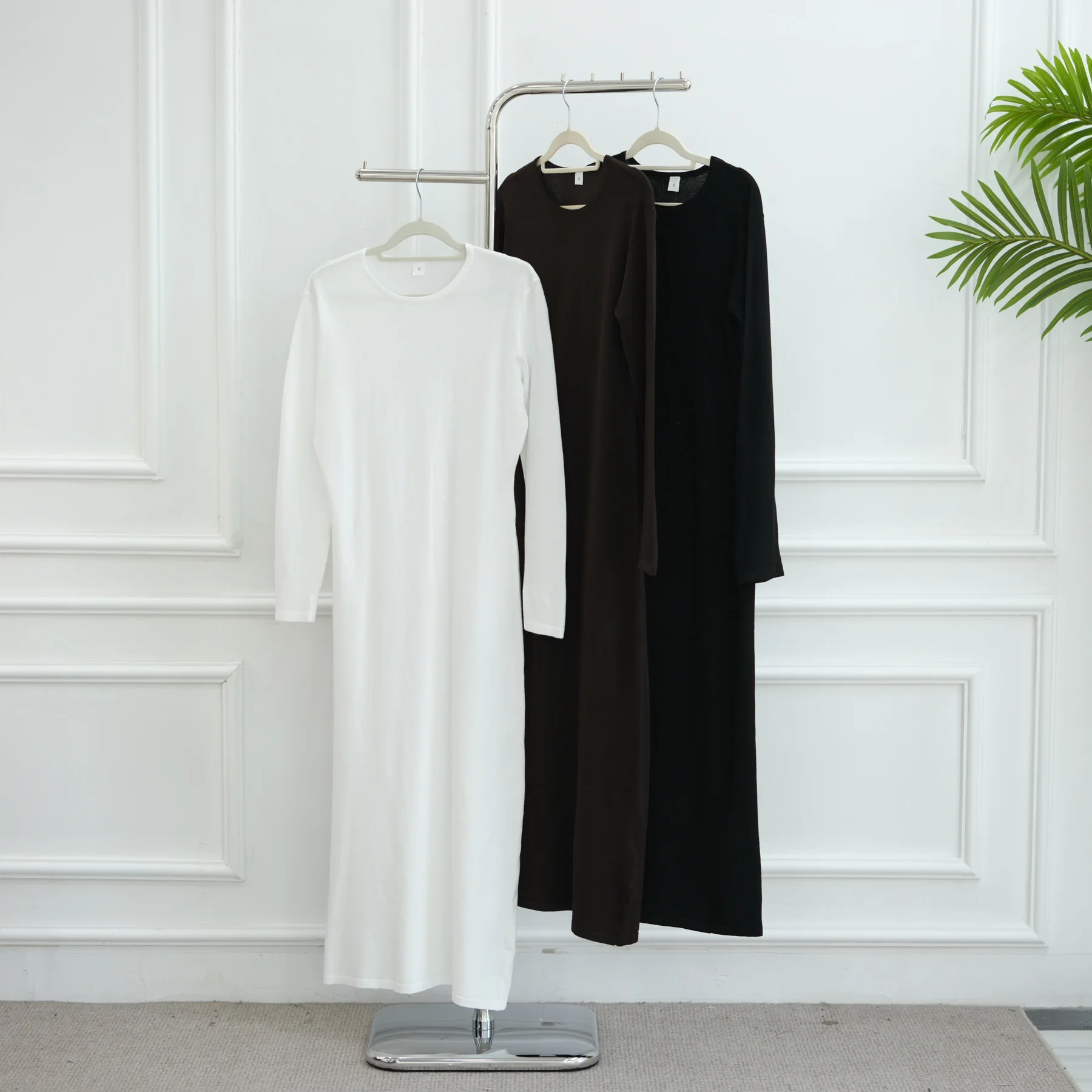 

Премиум-абайя из эластичного хлопкового джерси для мусульманок, удобное платье-комбинация с длинными рукавами, исламская одежда.