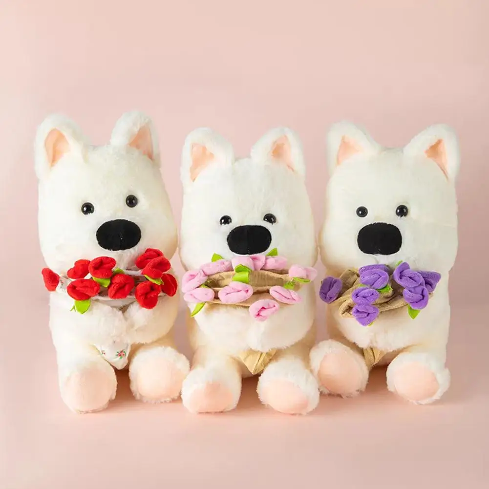 عيد الحب روز دمية Kawaii محشوة ألعاب من نسيج مخملي اليدوية دمية الكرتون أنيمي لطيف باقة الورد أرنب الدب جرو دمية عناق دمية #3