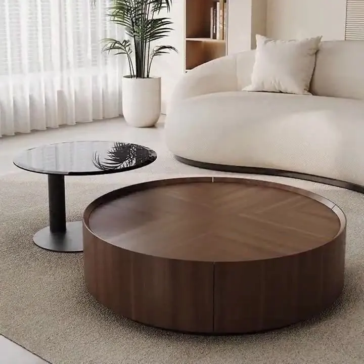 

Комплект кофейных столиков из массива дерева в скандинавском итальянском стиле для гостиной, круглый, дизайнерский, легкий люкс