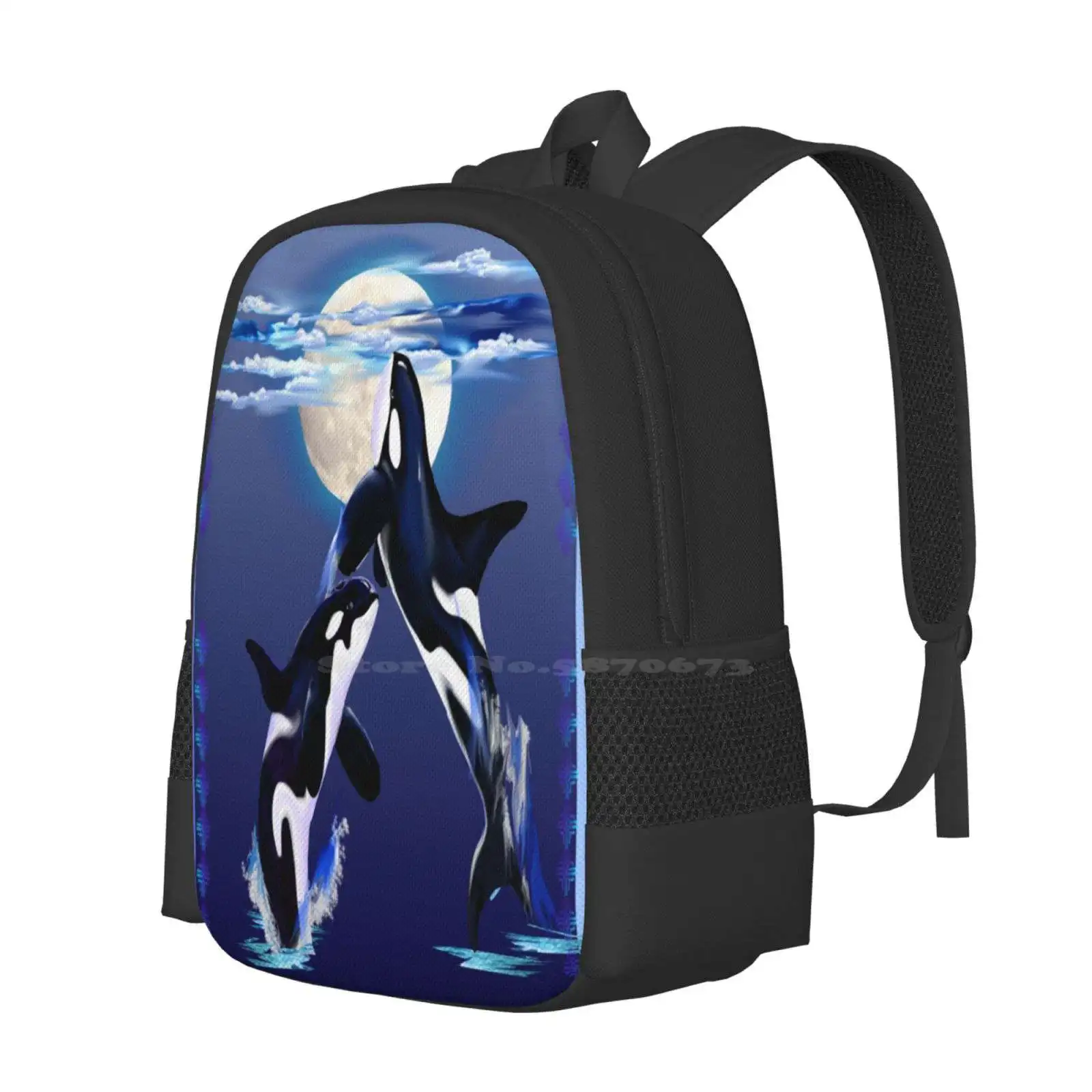 Two Leaping Orcas Backpacks For School Teenagers Girls Travel Bags Orca Killer Whale Ocean Mammels