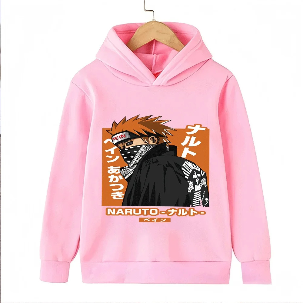 

Детская толстовка с капюшоном «Наруто», персонаж аниме, свитшот с принтом «Пинь» для мальчиков и девочек, модный повседневный пуловер с длинными рукавами, детский топ