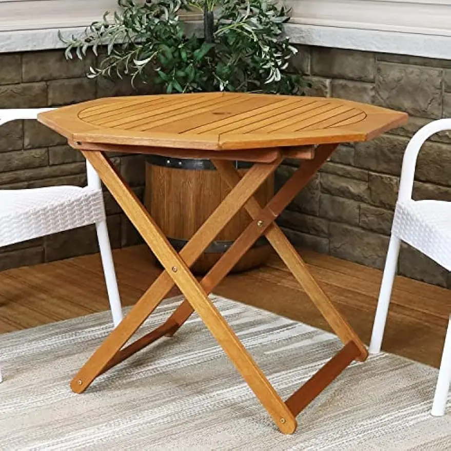 

Comfort Corner Meranti Wood Octagon Outdoor Folding Patio Table - Teak Oil Finish