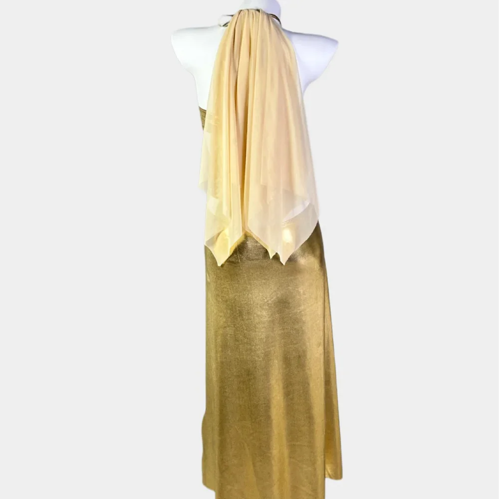 Medieval Egypt Queen Gold Dress Egyptian Cat Outfits Cosplay Costume Sexy Vintage Goddess Roleplay Uniform Dance Girl Nightdress view 2