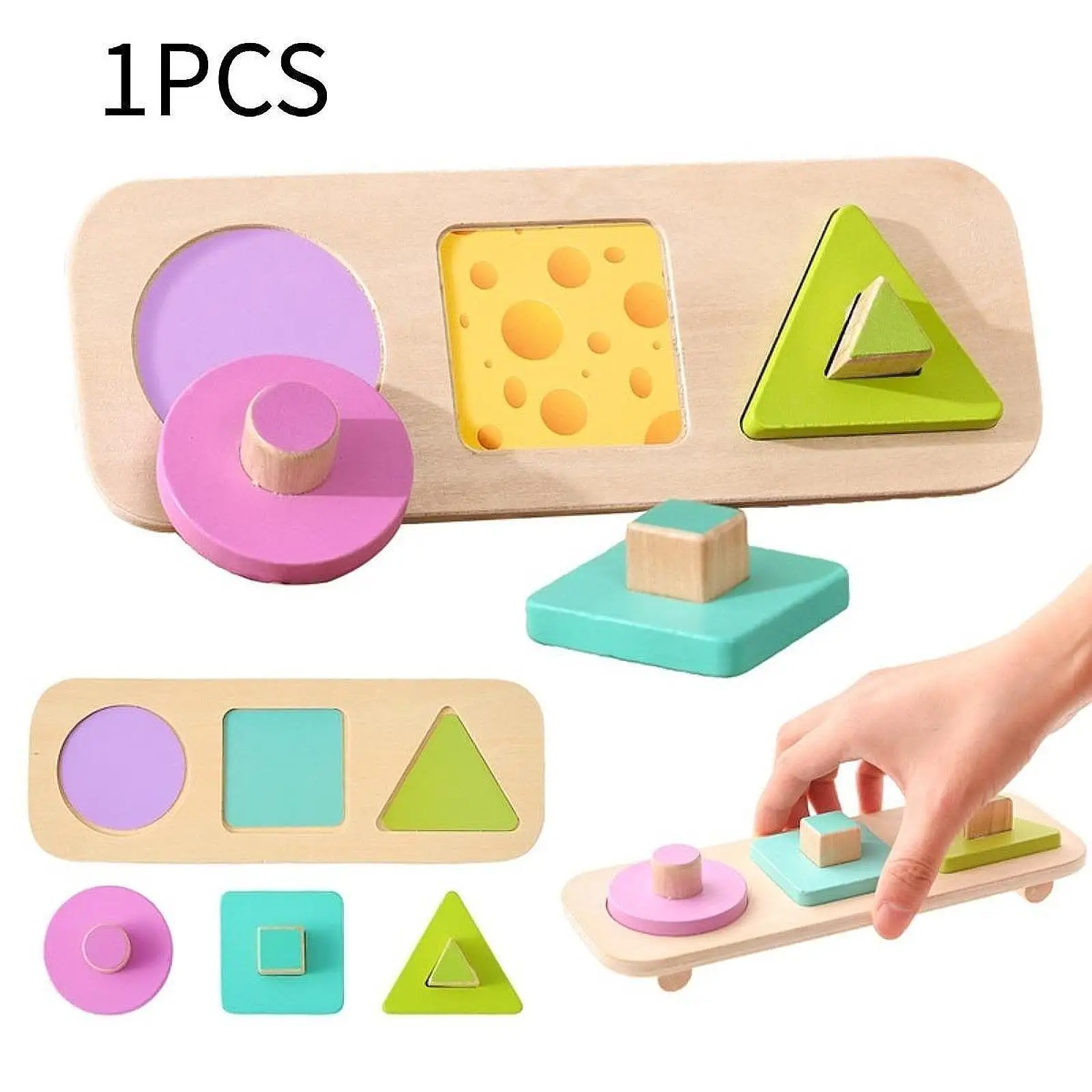

Wooden Shapes Puzzle Learning Color Shape Sorter for Age 1-3 Boys Girls Baby
