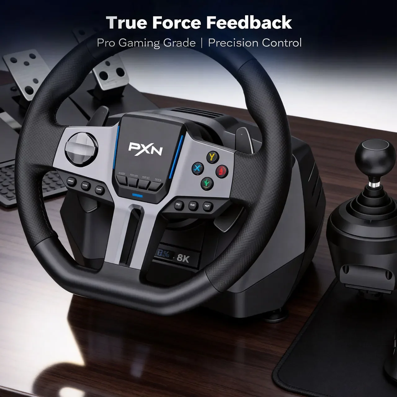 PXN V9 Gen2 Racing Steering Driving Wheel 270°/ 900° Vibration Gaming Steering Wheel for PS4,PC,PS3,Xbox Series X|S, Xbox One view 6