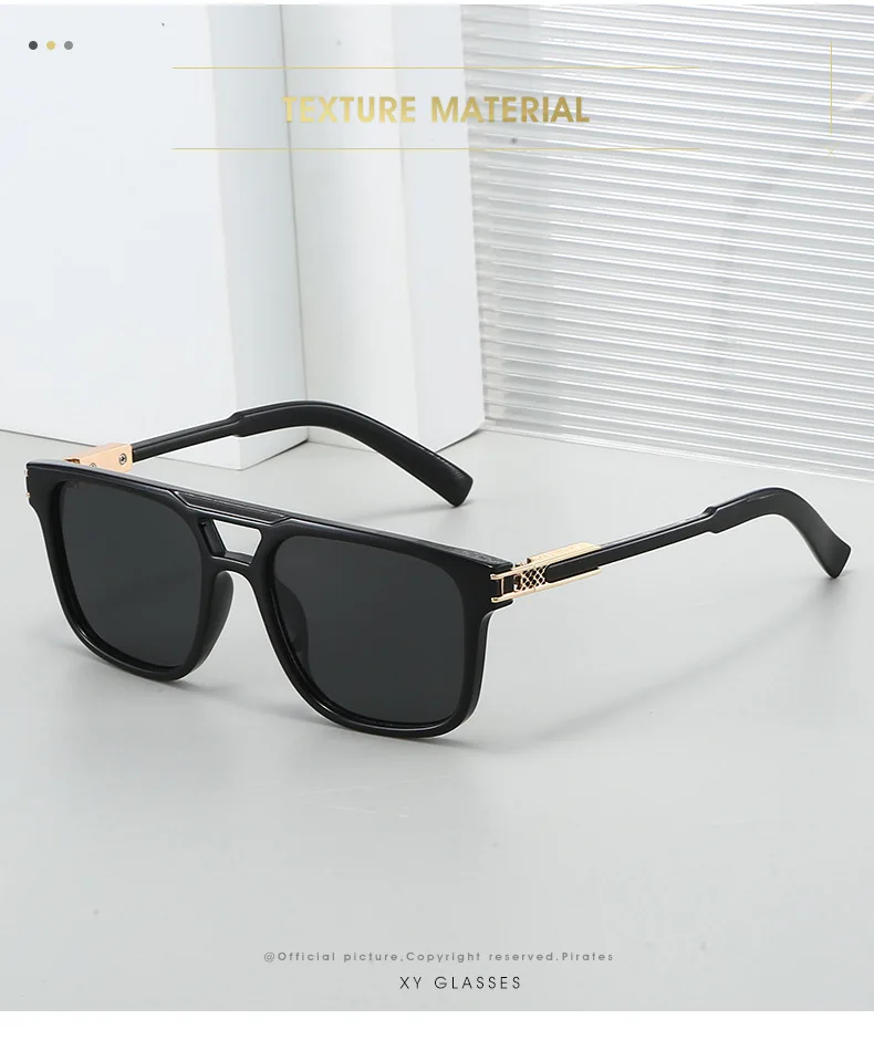 2025 neue Doppelstrahl-Quadrat-Sonnenbrille, Markendesigner, Gitter, Mode, Fahren, Reisen, Urlaub, Sonnenschutz, Brille, Oculos – Detail 2