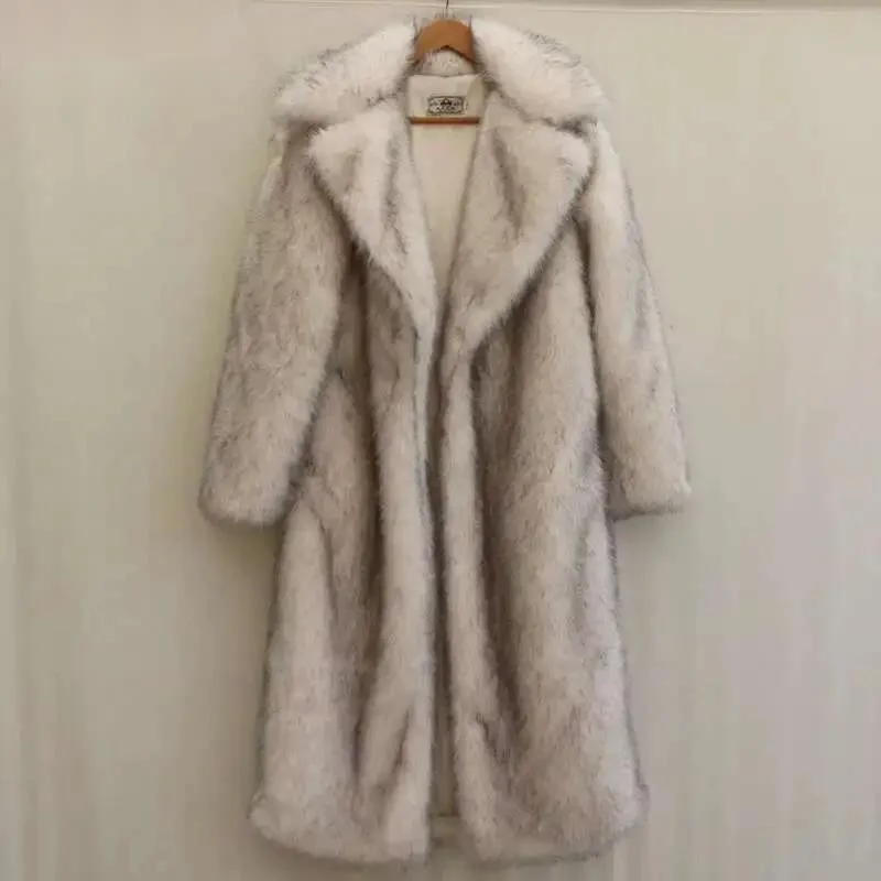 Men's Mink Fur Coat Winter Warm Fashion Imitation 2024 Solid Color Long Sleeve Male Tops Korea fashion XDE45