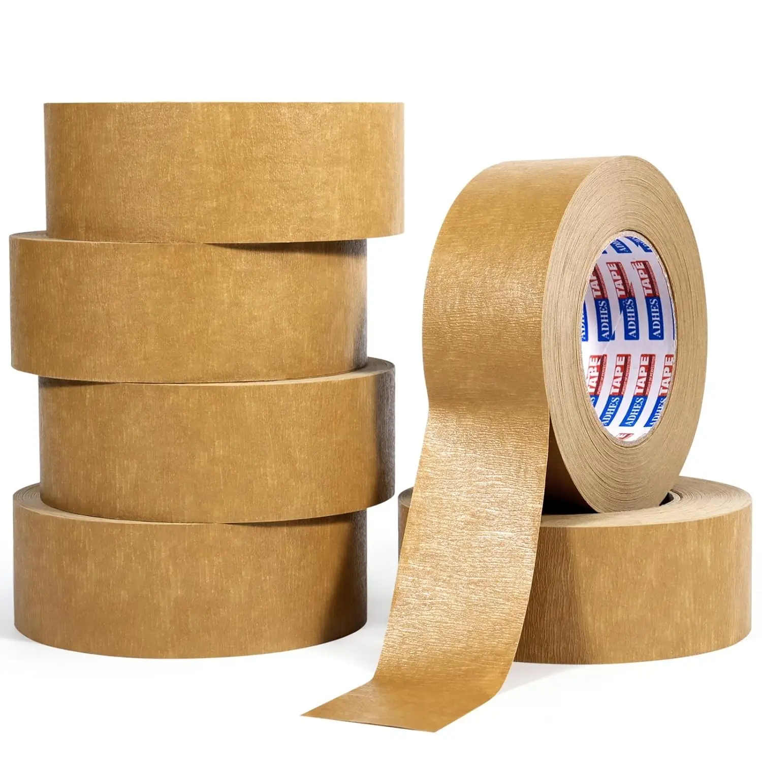 

ADHES Premium Kraft Paper Tape, 7.5mil, 2 Inch x 55 Yards x 6 Rolls, Biodegradable Paper Packing Tape Writable & Uncoate