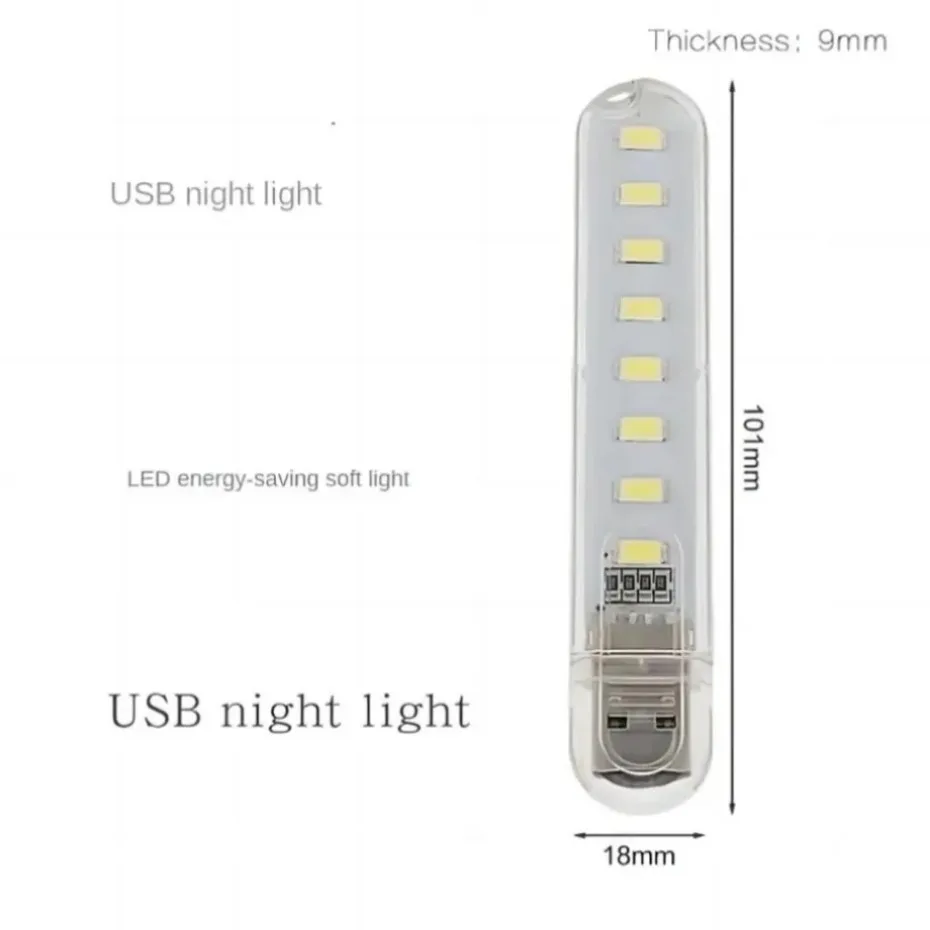 Uookzz ไฟ LED USB แบบพกพาขนาดเล็ก DC 5V สว่างเป็นพิเศษ3Led โคมไฟหนังสืออ่านหนังสือ8กระเป๋าเดินทางสำหรับแบตสำรอง PC แล็ปท็อปโน้ตบุ๊ค