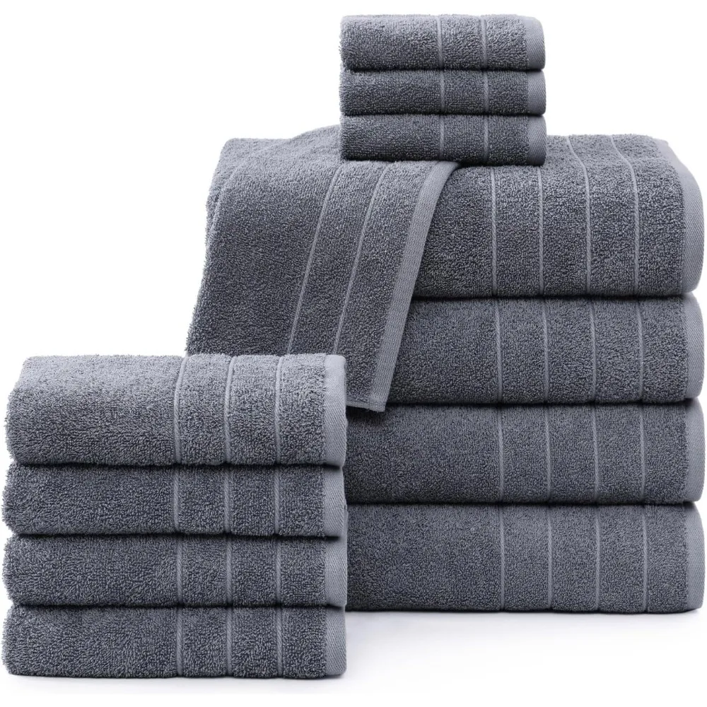 

Bath Towels, 12 Piece Towel Set,(30"x 60"), 4 Hand & 4 Washcloths, 100% Ring Spun Cotton Towels,Quick Dry Towel Cool Grey