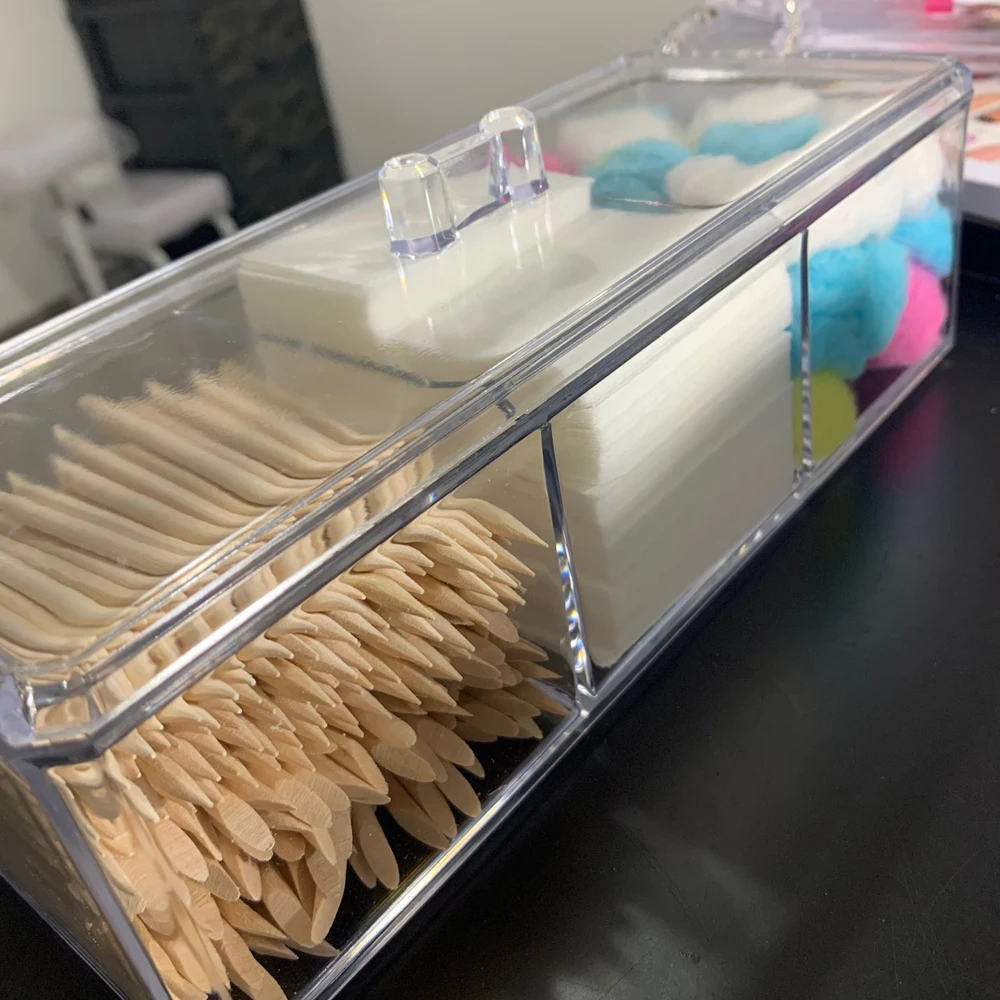 Cosmetic Storage Box Cotton Pad Container With Lid Cotton Swab Organizer Makeup Holder Acrylic Material Transparent