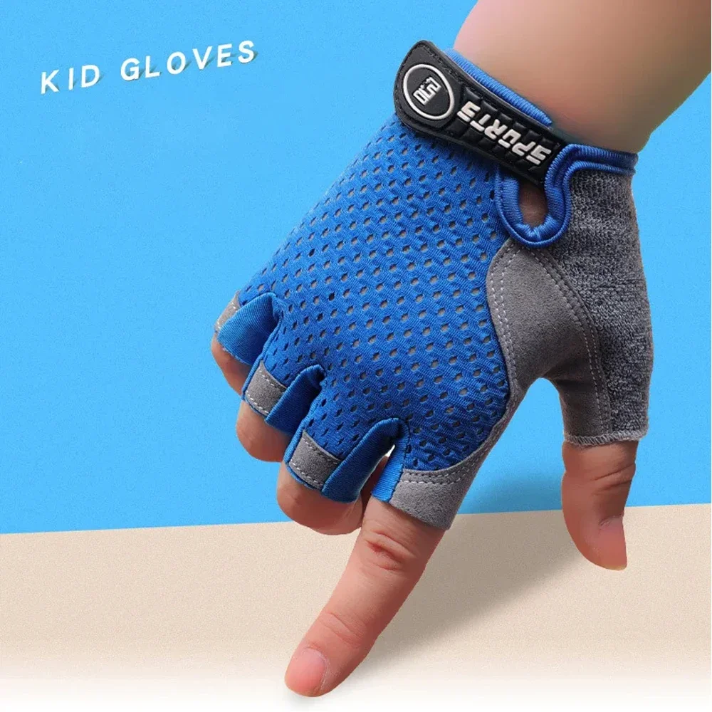 1Pair Golf Half Finger Gloves For Kids Left Right Hand Glove Outdoor Sports Breathable Antislip Blue Pink Child Golf Glove