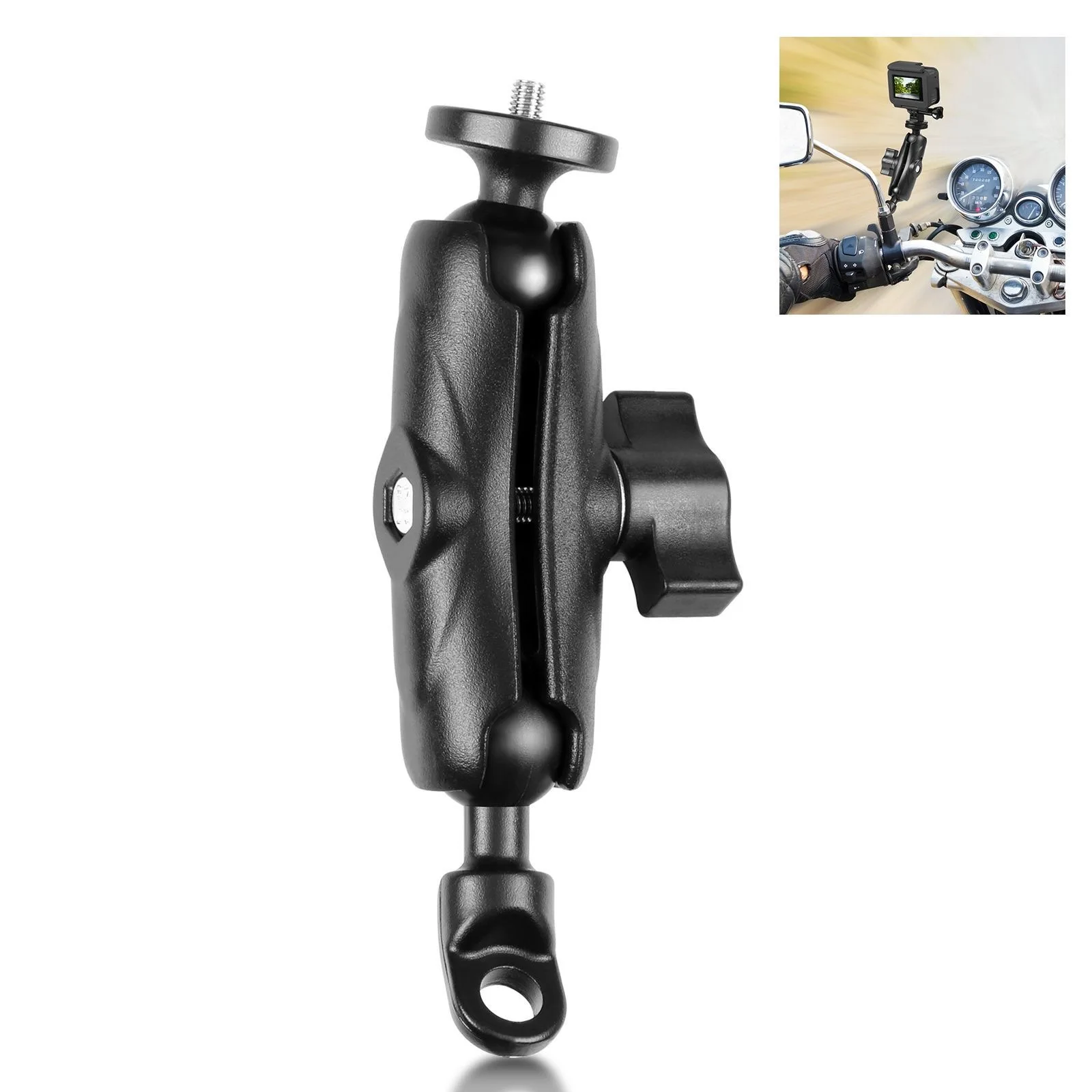 

Motorcycle Camera Holder Handlebar Mirror Mount Bracket 1/4 Metal Bike Stand for GoPro for insta360 and Other Action cameras