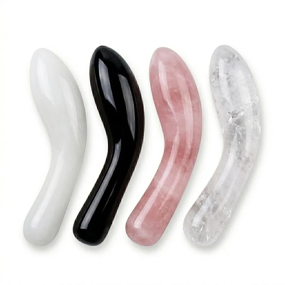 Natural Crystal S-Shaped Massage Wand Rose Quartz Guasha Stick Face Body SPA Scraping Tool Trigger Point Acupressure Massa