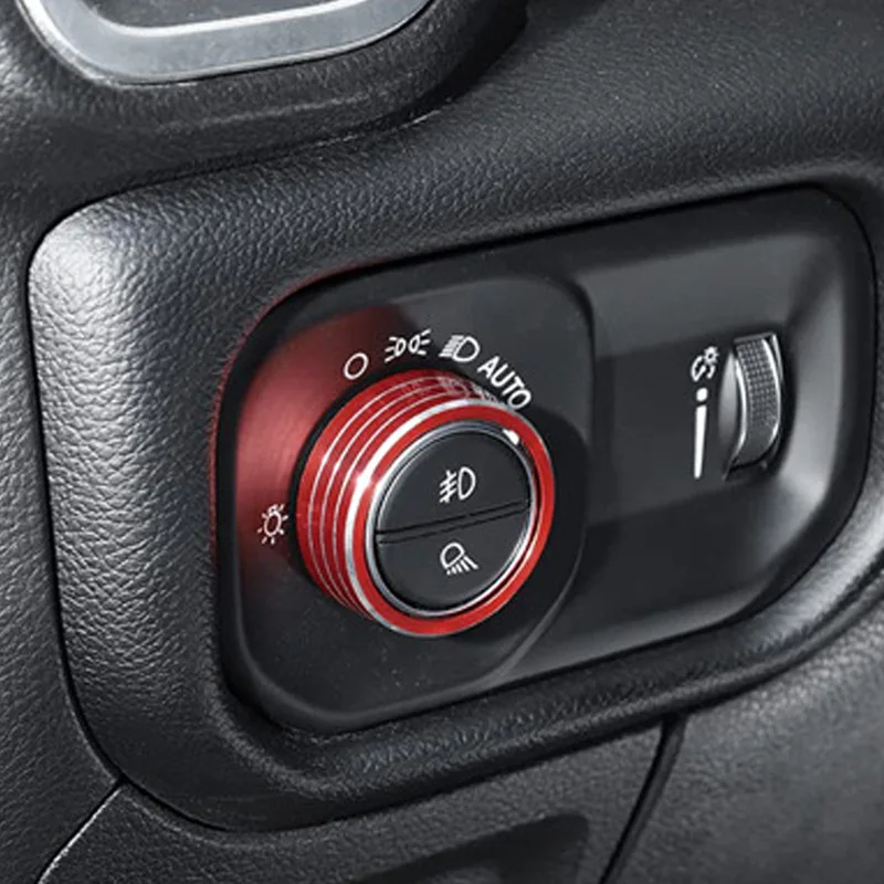 Headlight Adjust Knob Decoration Ring Trim Cover For Dodge RAM 2018-2020 Interior Accessories Car Stickers