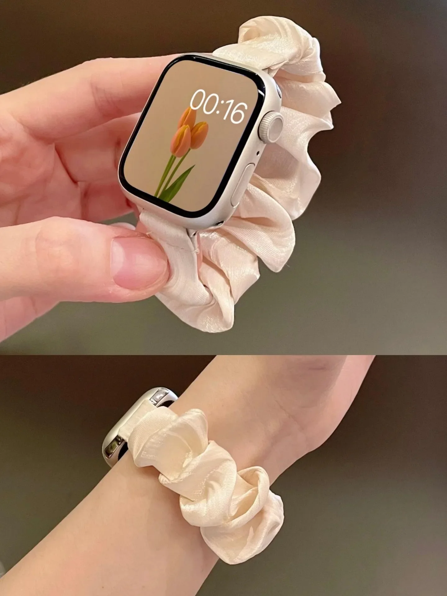 

Compatible for Apple Watch Band Scrunchie 38/40/41mm42/44/45mm Cute Elastic Solo Loop Bands Women Bracelet Strap