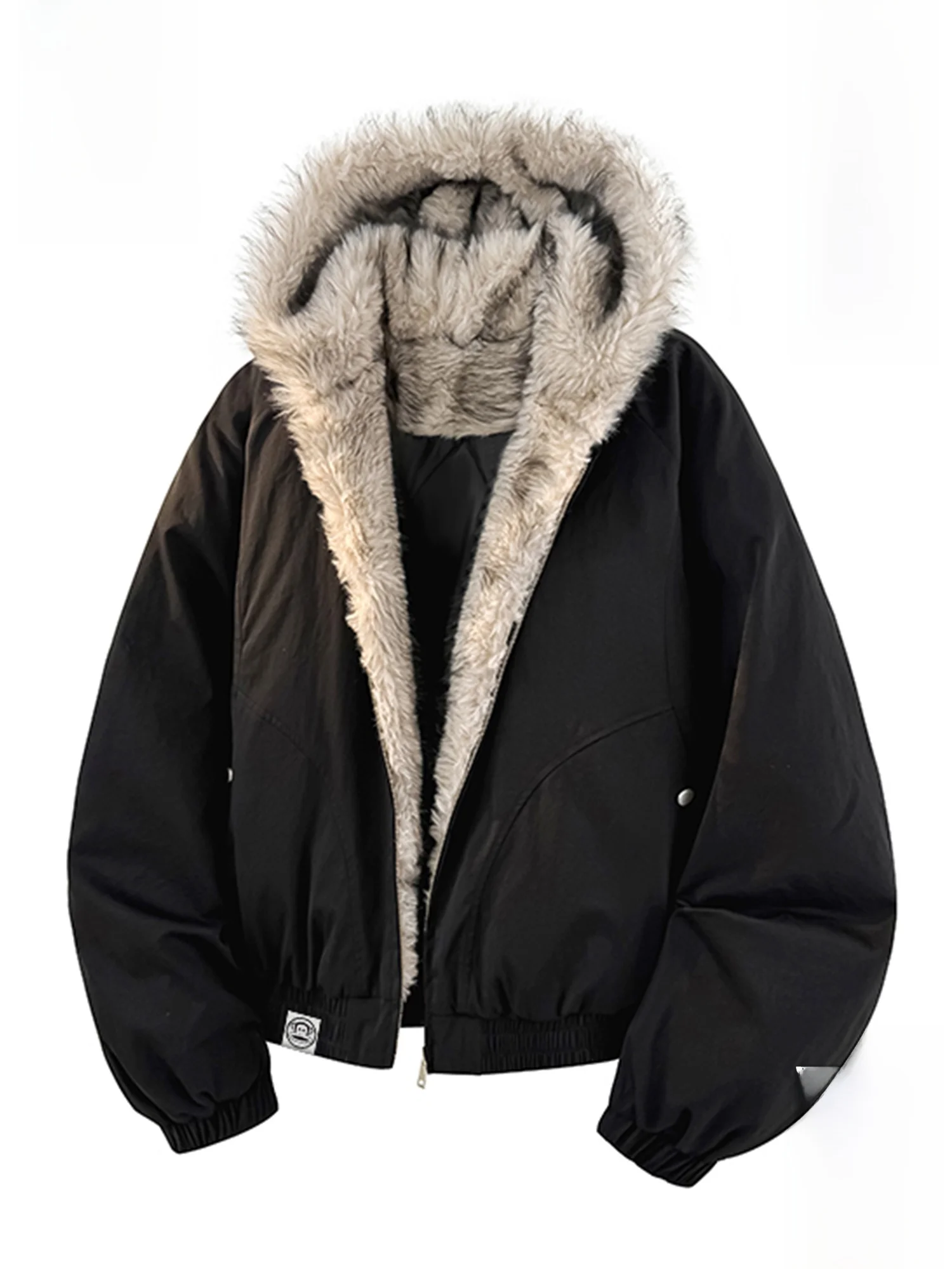 

Зимняя теплая утолщенная хлопковая куртка Paul Frank M с капюшоном, с принтом обезьяны и черного орла, свободного кроя, на молнии, для молодежи