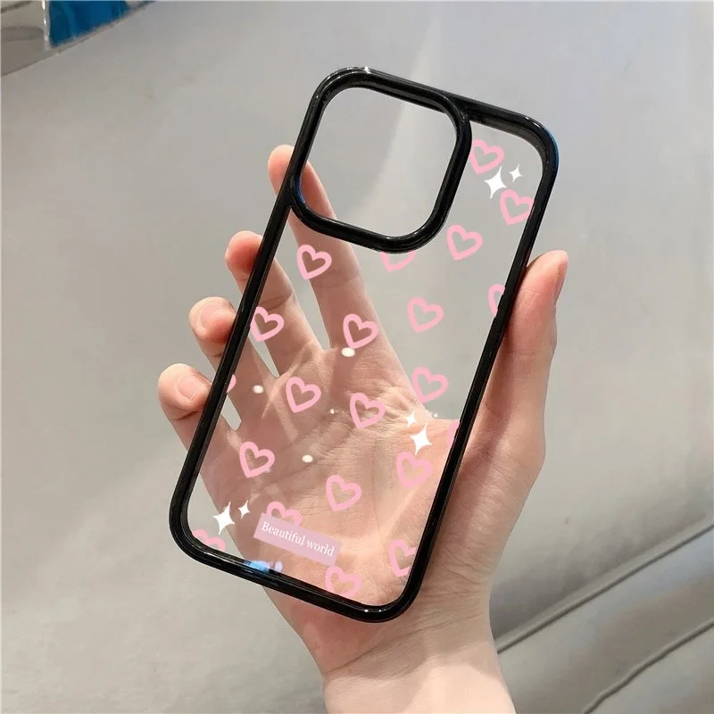 Heart-shaped Pink Bow Phone Case For Samsung Galaxy A06 A16 A54 A35 A15 A55 A52 A34 5G S24 S23 S22 Ultra S24 FE S25 Clear Cover