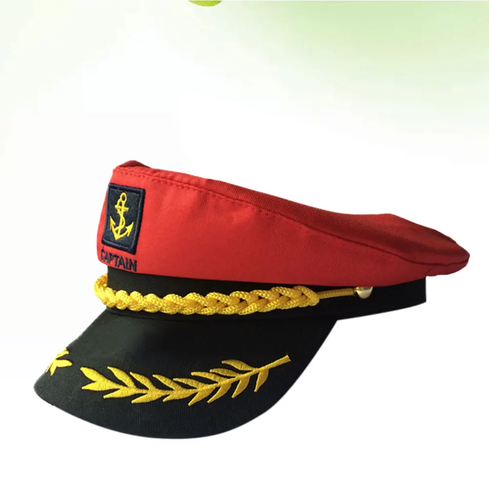 

1 шт., вышитая темно-синяя шляпа капитана, красная прочная шляпа морского капитана для косплея для взрослых, легкий аксессуар для костюма моряка