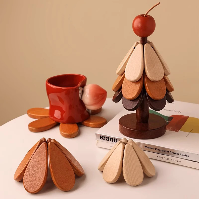 Posavasos  mara con forma  árbol  Navidad, estera  protección  escritorio, mantel individual creativo con aislamient