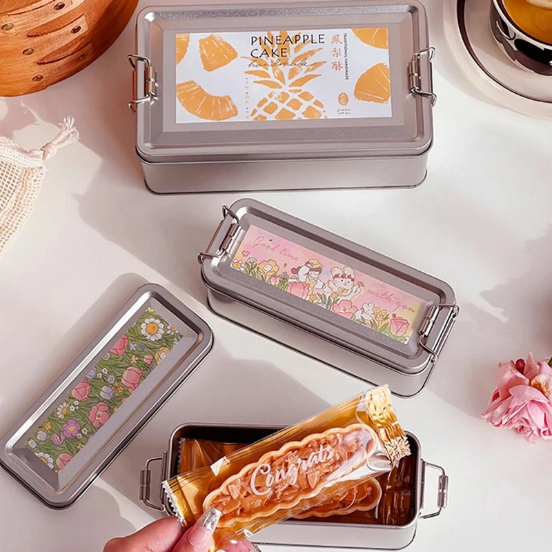 For Candy Coffee Tea Jewelry Chocolate Rectangular Tinplate Cookie Tins Box With Lid Dustproof Home Kitchen Desktop Storage Tin