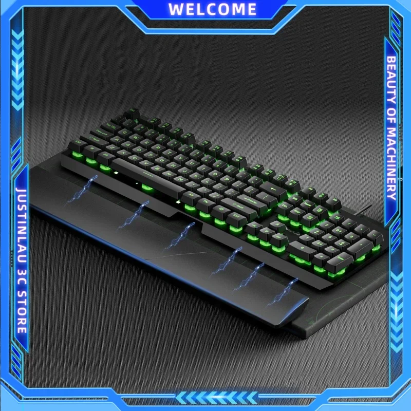 104 Keys Gaming Keyboard Wired Keyboard Color Matching Backlit Mechanical Feel Computer E-sports Peripherals for Desktop Laptop