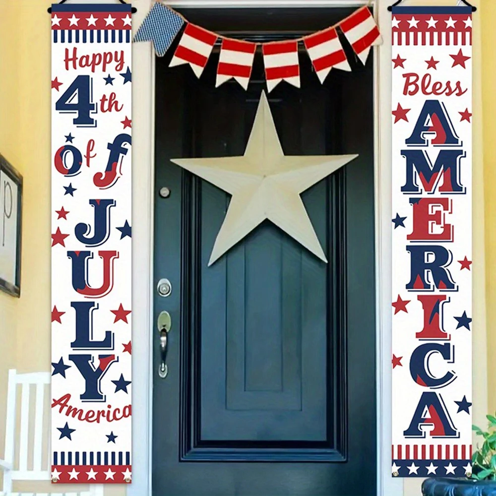 Happy 4th Of July Banner – Independence Day Deko Mit Glitzerbuchstaben – Rot-weiß-blaues Partybanner Für USA