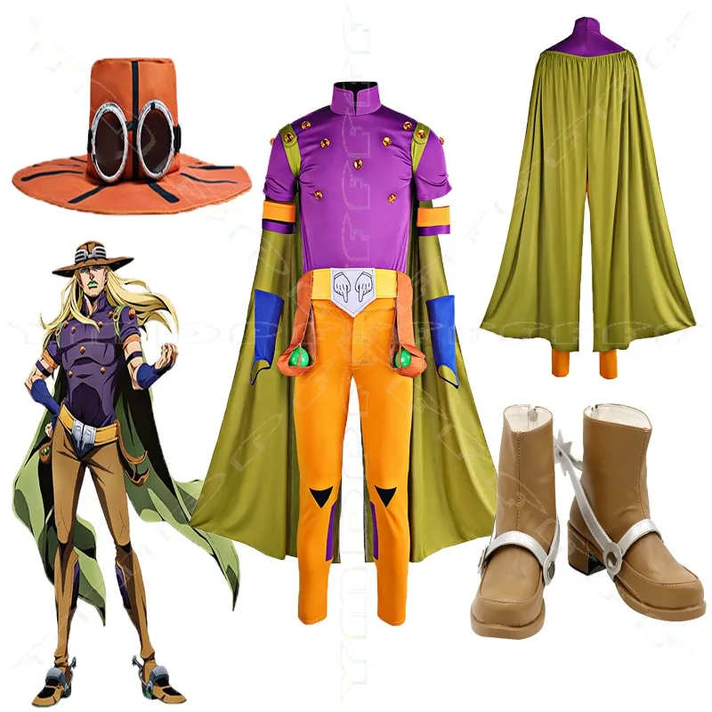 

Новые костюмы для косплея в стиле аниме JOJO, включая накидки, шапки, топы, брюки, обувь, с широким выбором джинсовых нарядов для Хэллоуина.