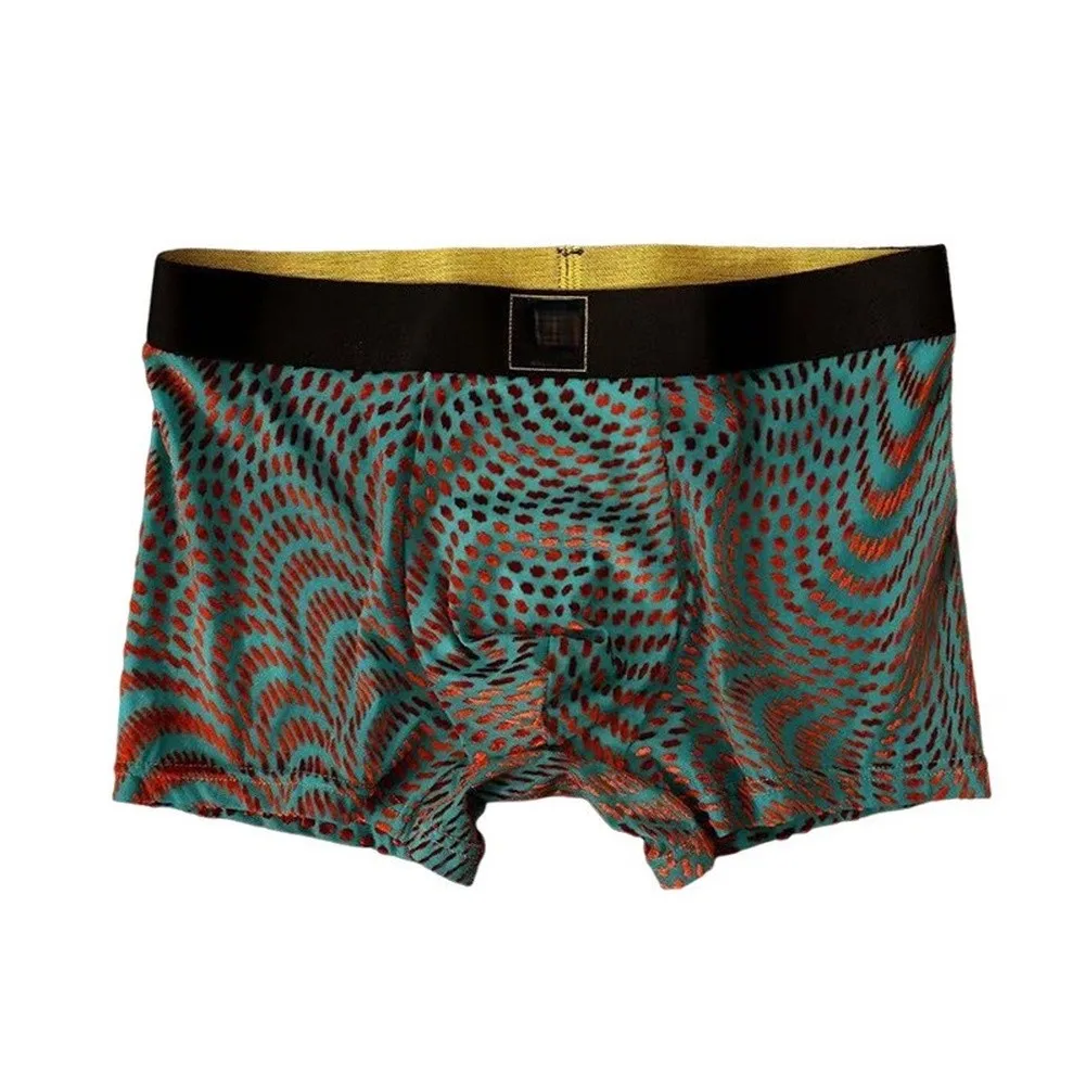 Men Daily Basic Boxer Trunks Breathable Soft Underwear Fashion Flocking Printed Bulge Pouch Man Boxers Shorts