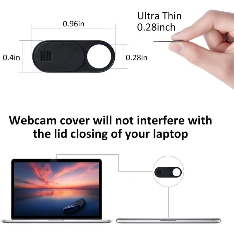 Webcam-Abdeckung, 12er-Pack, ultradünnes Design, Webkamera-Abdeckung für Laptop, PC, MacBook, IMac, Computer, iPad, Pro – Schwarz