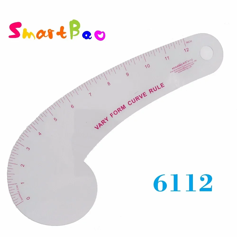 12 Inch Plastic Transparent Garment Vary Form Curve Ruler, with 12'' Length French Curve Ruler for Sewing Market;  # 6112