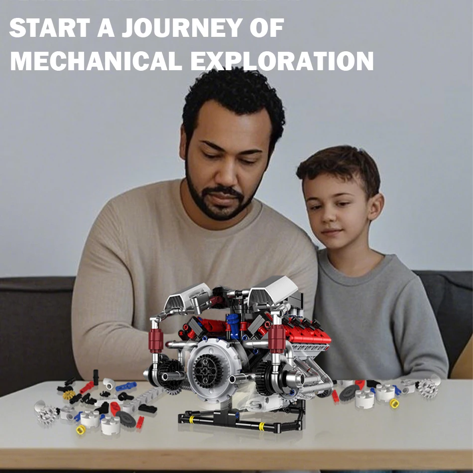 MOC techniczny supersamochód zmotoryzowany silnik FLM V8 klocki część samochodowa napędzany elektrycznie silnik cegły zabawki dorosłych prezenty dla dzieci