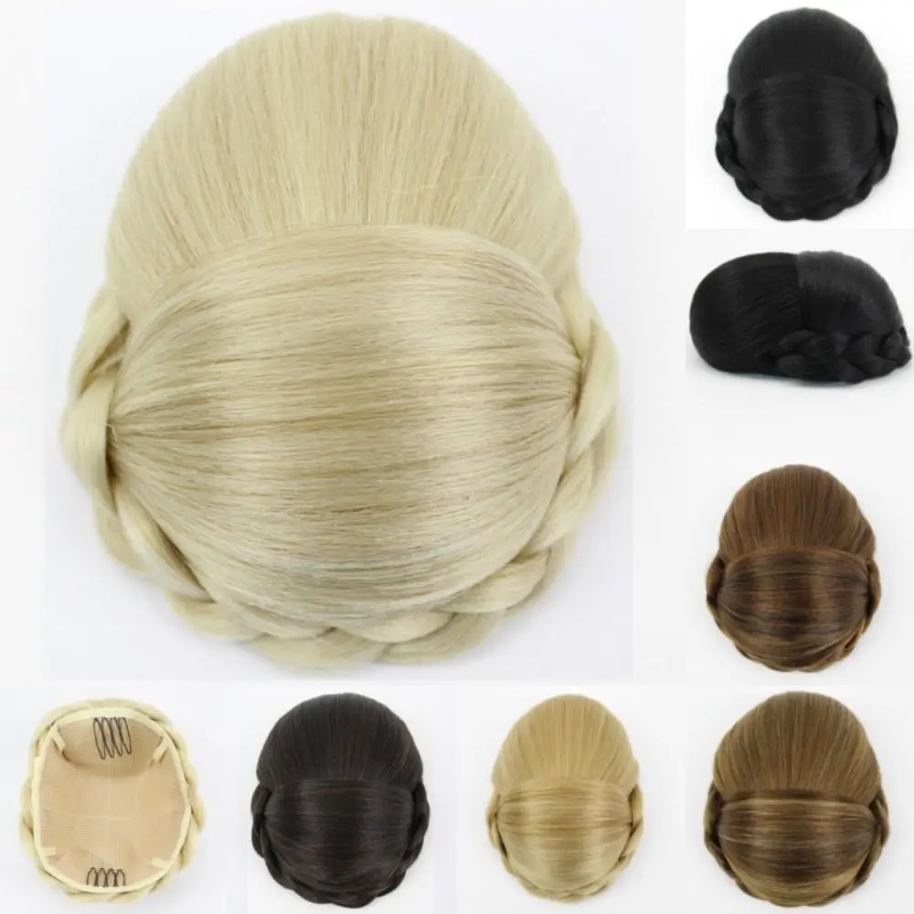 

Girls Heat Resistant Fiber Hair Accessories Female Women Hanfu Hair Chignon Fake Hair Bun Braided Chignon Bride Hairpiece