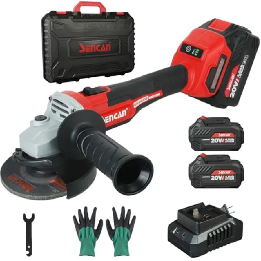

Cordless Angle Grinder 20V Power Grinder with 2 x 4.0 Ah Battery 9500 RPM 3 Variable Speeds Brushless Grinder Tool for Metal Cu