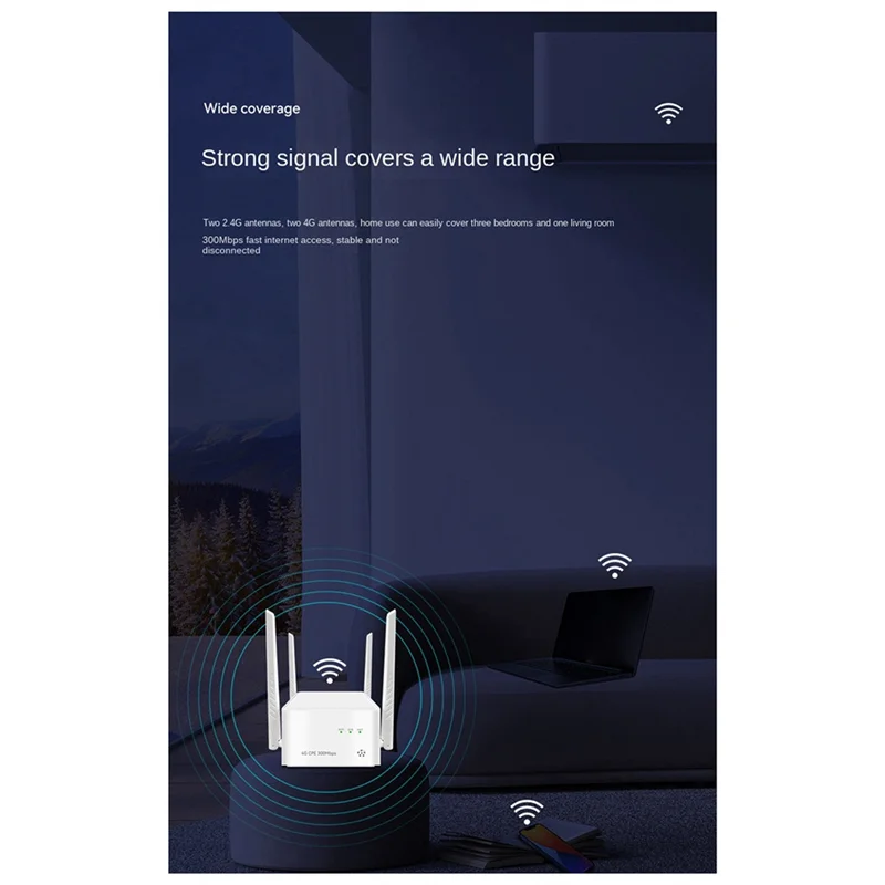 GW-New 4G Home Wifi Router Wide Coverage 300M 2XRJ45 Cat4 4G LTE Sim Card Wireless Router With External Antenna EU-Plug Easy To