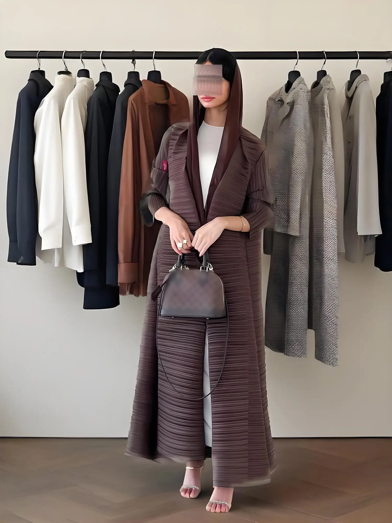 

Miyake 2025 Spring and Summer New Women's Clothing Pleated Robe Nine-quarter Sleeve Loose Fashion Cardigan Jacket Cape Dress