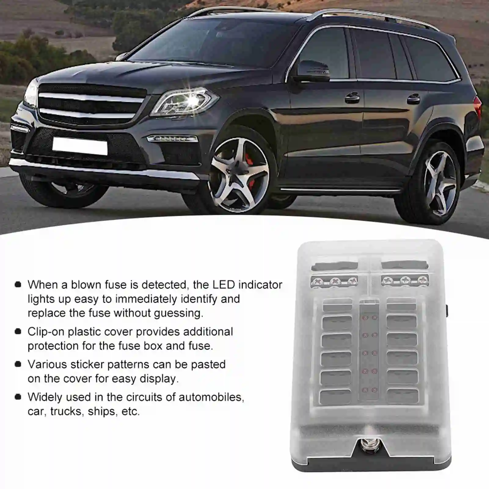 12 Way Blade  1 In 12 Out with LED Indicator  Holder Box Block for Car Truck Boat Blade  Car   Holder