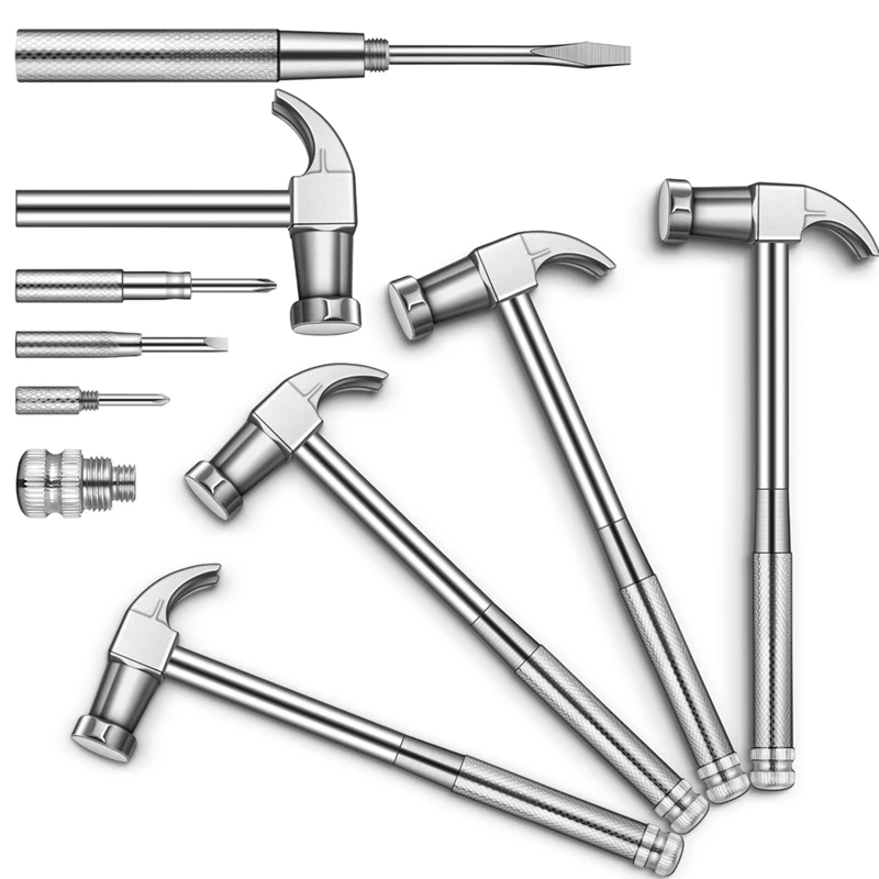 2025 New 4 Pcs 6-In-1 Hammer Screwdriver Set With Multitool Hammer Small Metal Hammer & Screwdriver For Repair Phones, Watches