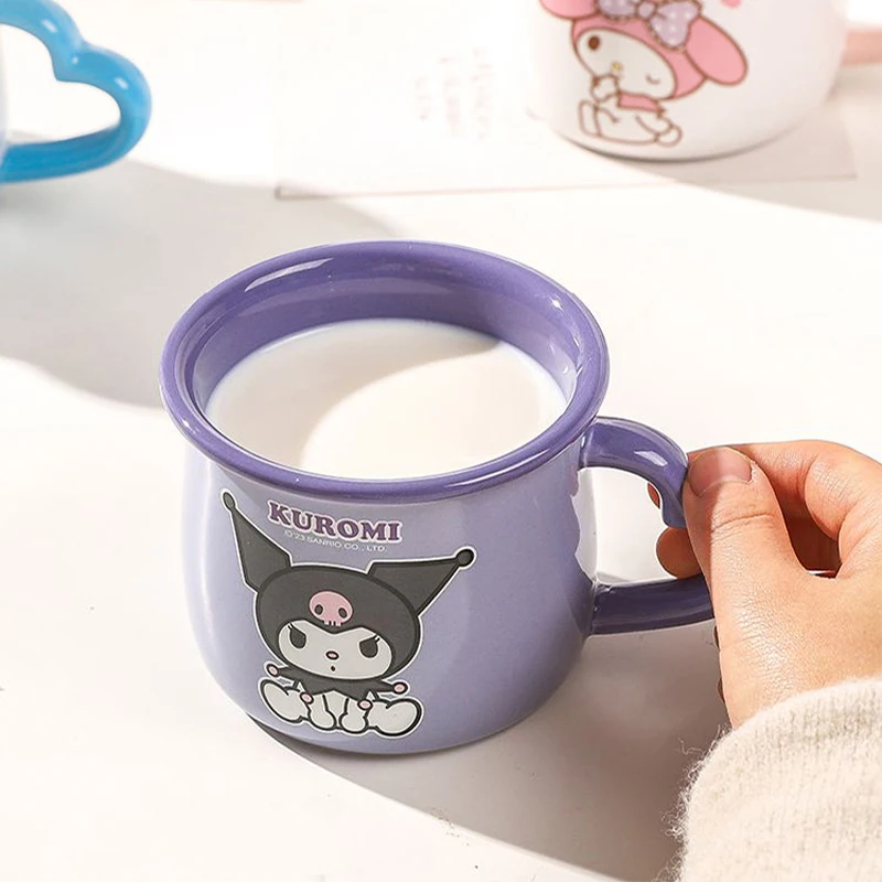 Sanrio Kawaii Cinnamoroll Mug Kuromi My Melody Cute Anime Children Students Breakfast Milk Coffee Creative Ceramic Mug Girl Gift