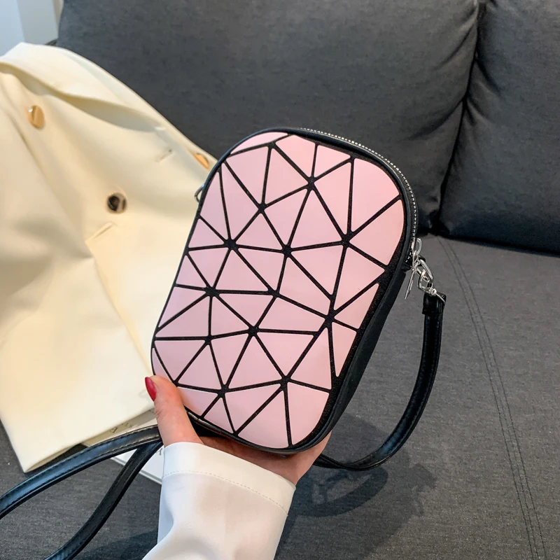 Hot Geometry Bags Women's Geometric Handbag Small Phone Holder Shoulder Crossbody Bags Luxury Leather Brand Style Luminous Bags