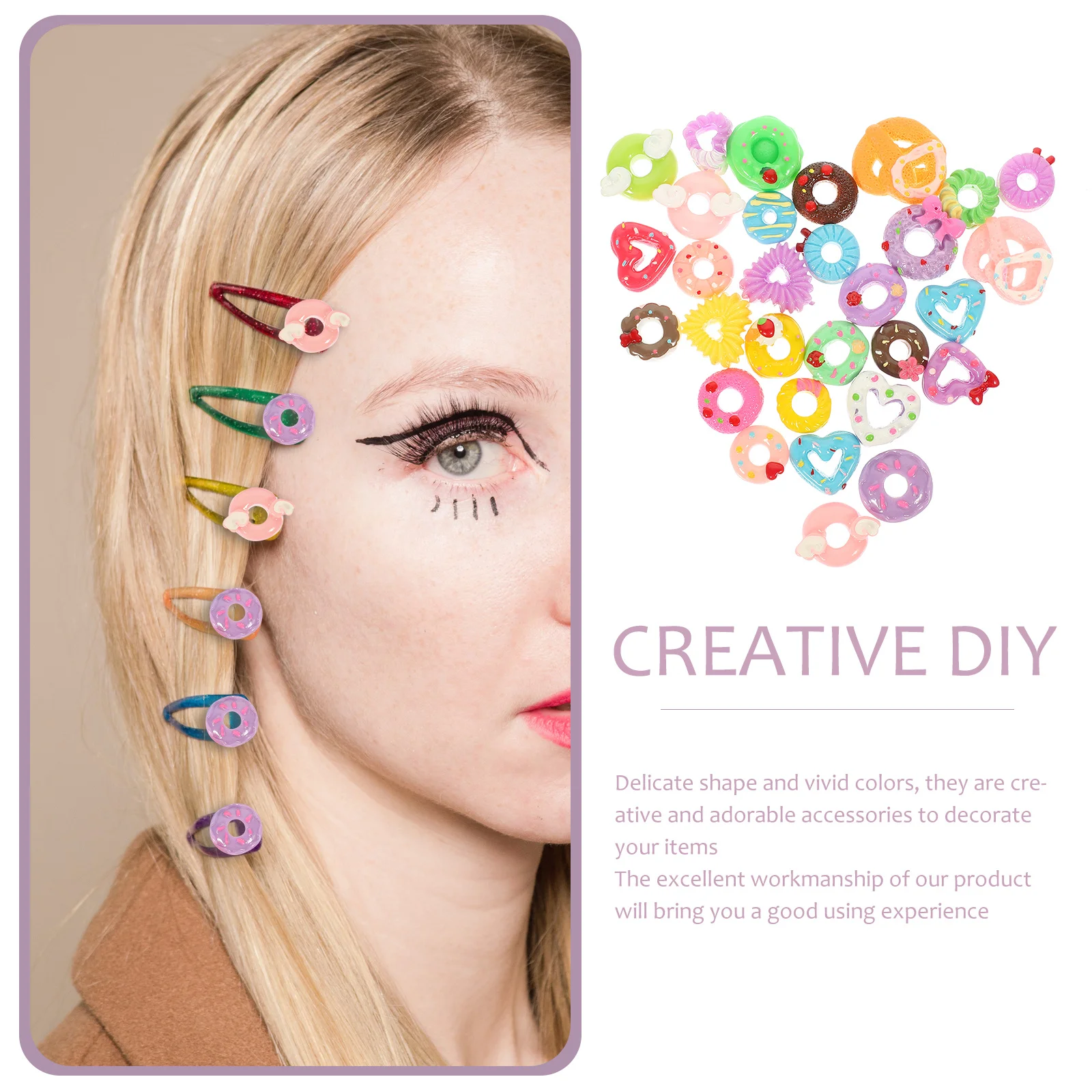 

30Pcs Simulation Food Accessories Mini Donut Resin Ornaments DIY Phone Case Charm Decor Craft Supplies Kawaii Nail Charms