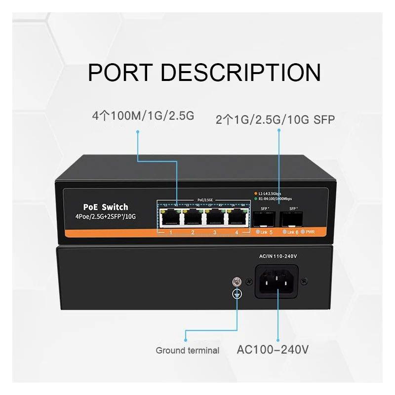 สวิตช์ PoE ที่ไม่มีการจัดการพร้อมพอร์ตสล็อต 1*1/10G SFP+ และพอร์ต PoE 8*10/100M/1G/2.5G