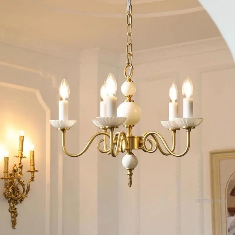 GHJUYIOL French retro living room dining room chandelier glass American European dressing room bedroom chandelier