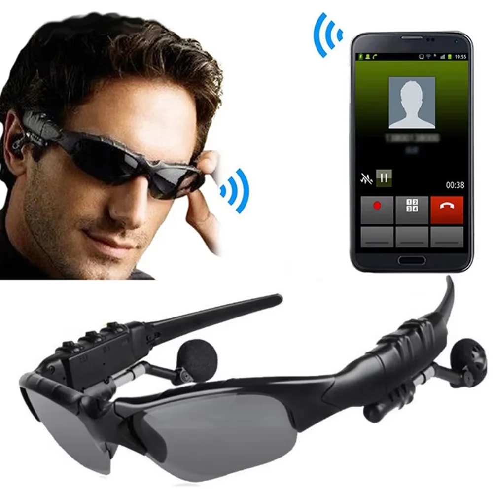 

New Stereo Earphones Wireless Headset With Mic Glasses Sunglasses Wireless Bluetooth Headset Protection Polarized Sunglasses
