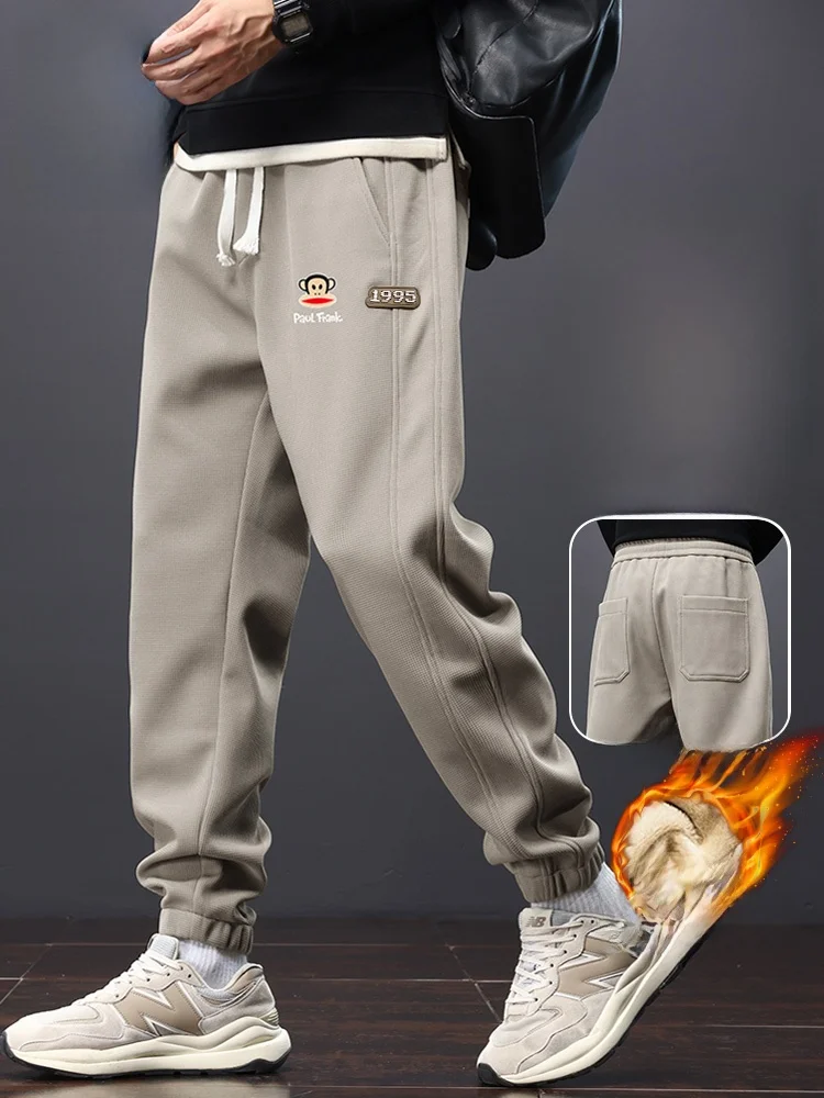 

Мужские повседневные брюки Paul Frank свободного кроя на флисовой подкладке с манжетами, осенне-зимние, новые, спортивные, дышащие, из полиэфирного волокна