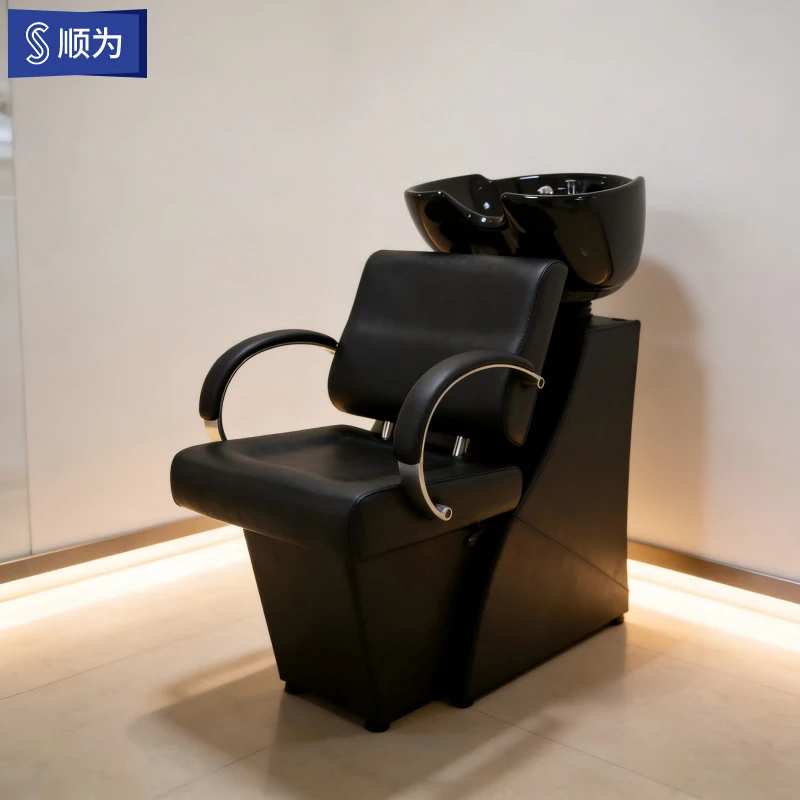 -Border Direct Factory , Salon Spa Seated Chair, Flushing With Ceramic Basin, Shampoo Bed